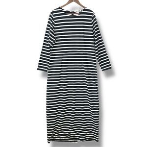 J. Crew XXL Striped Maxi‎ Dress Black White 100% Cotton Nautical Beach Capsule